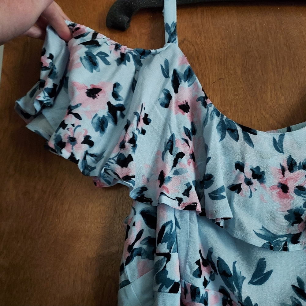 torrid Light Blue Floral Ruffle Dress - Picture 3 of 13